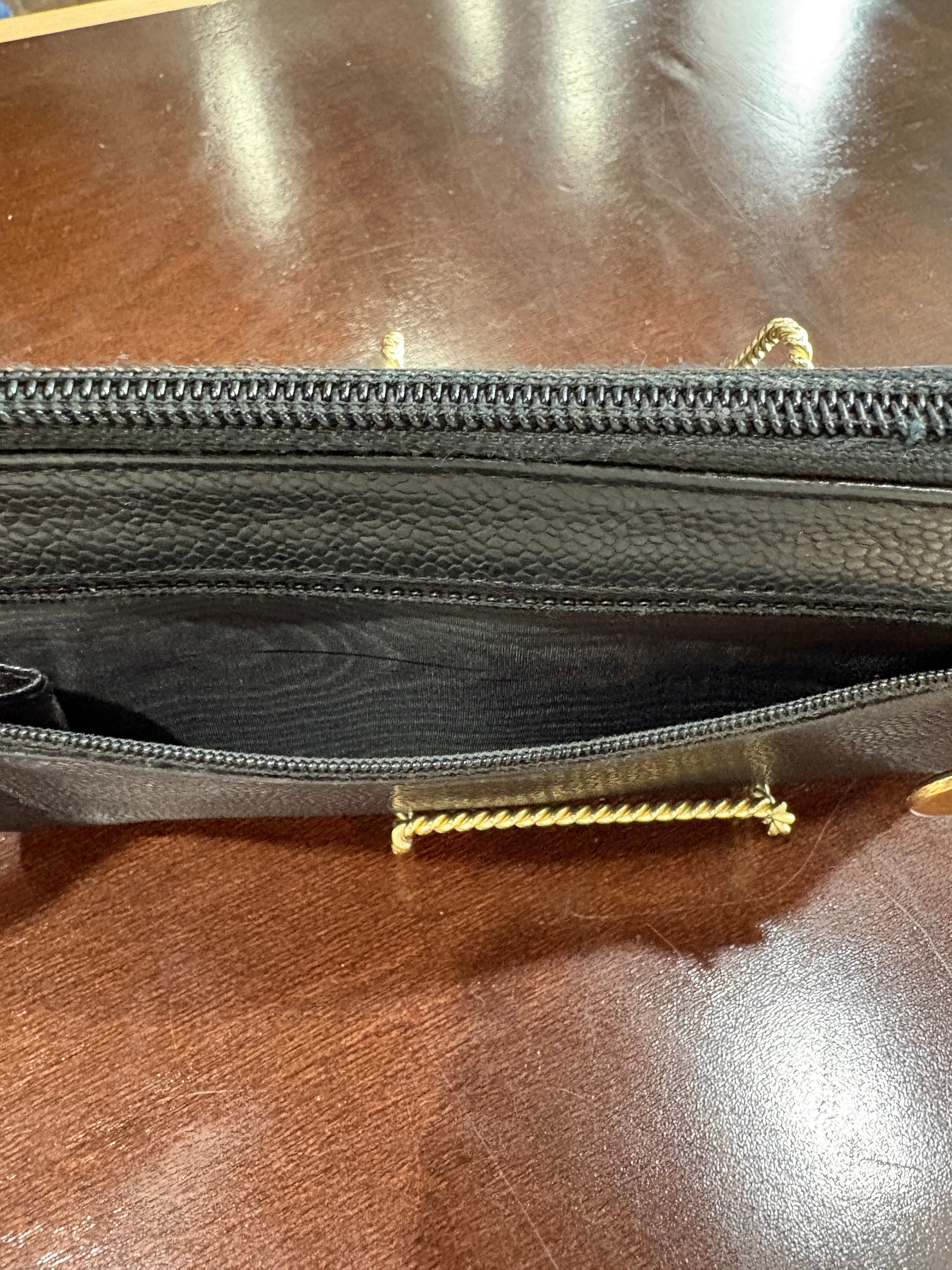 Chanel Black Caviar Zip Around Long Wallet