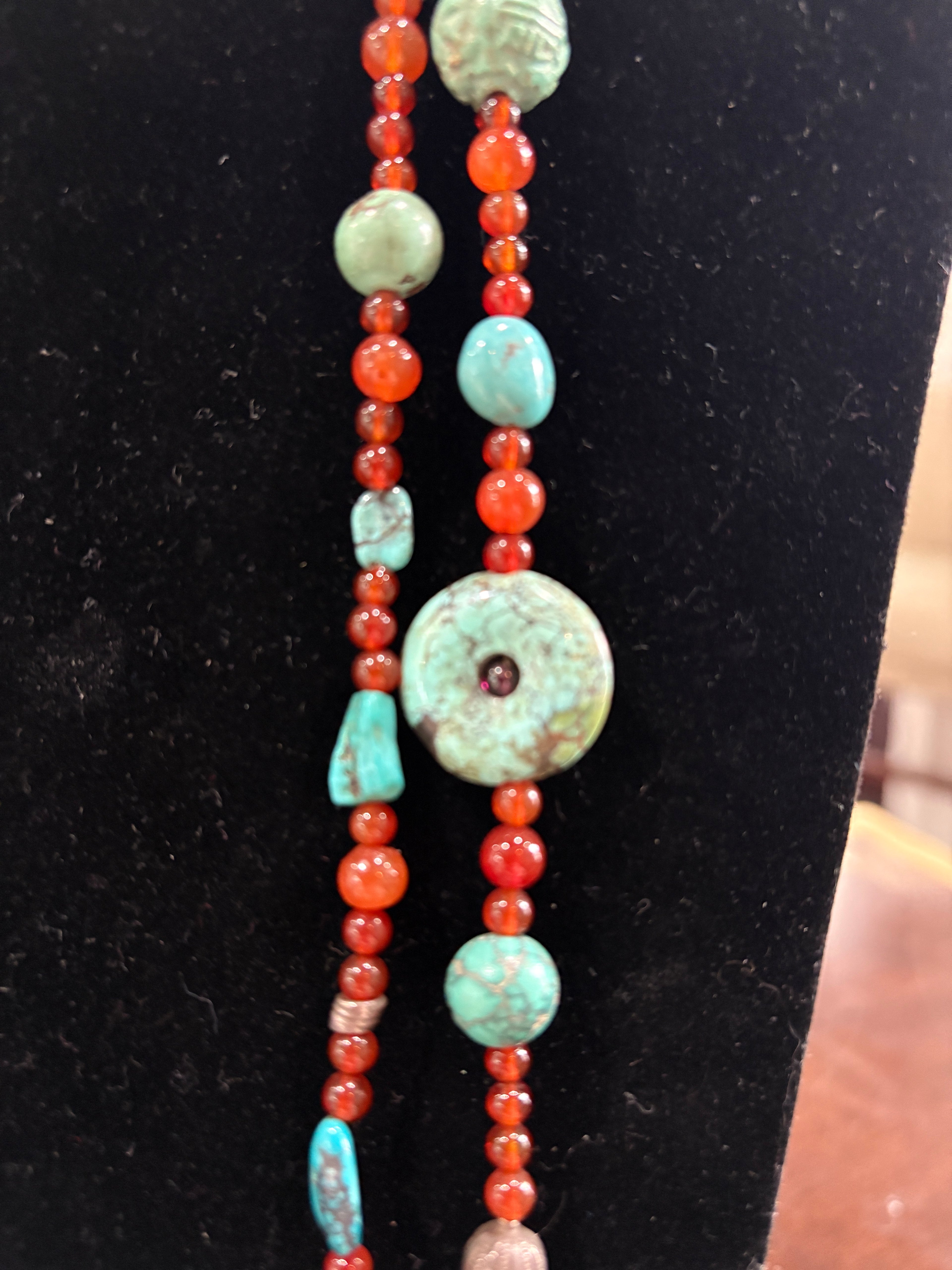 Faux Turquoise Sunset Beaded Necklace