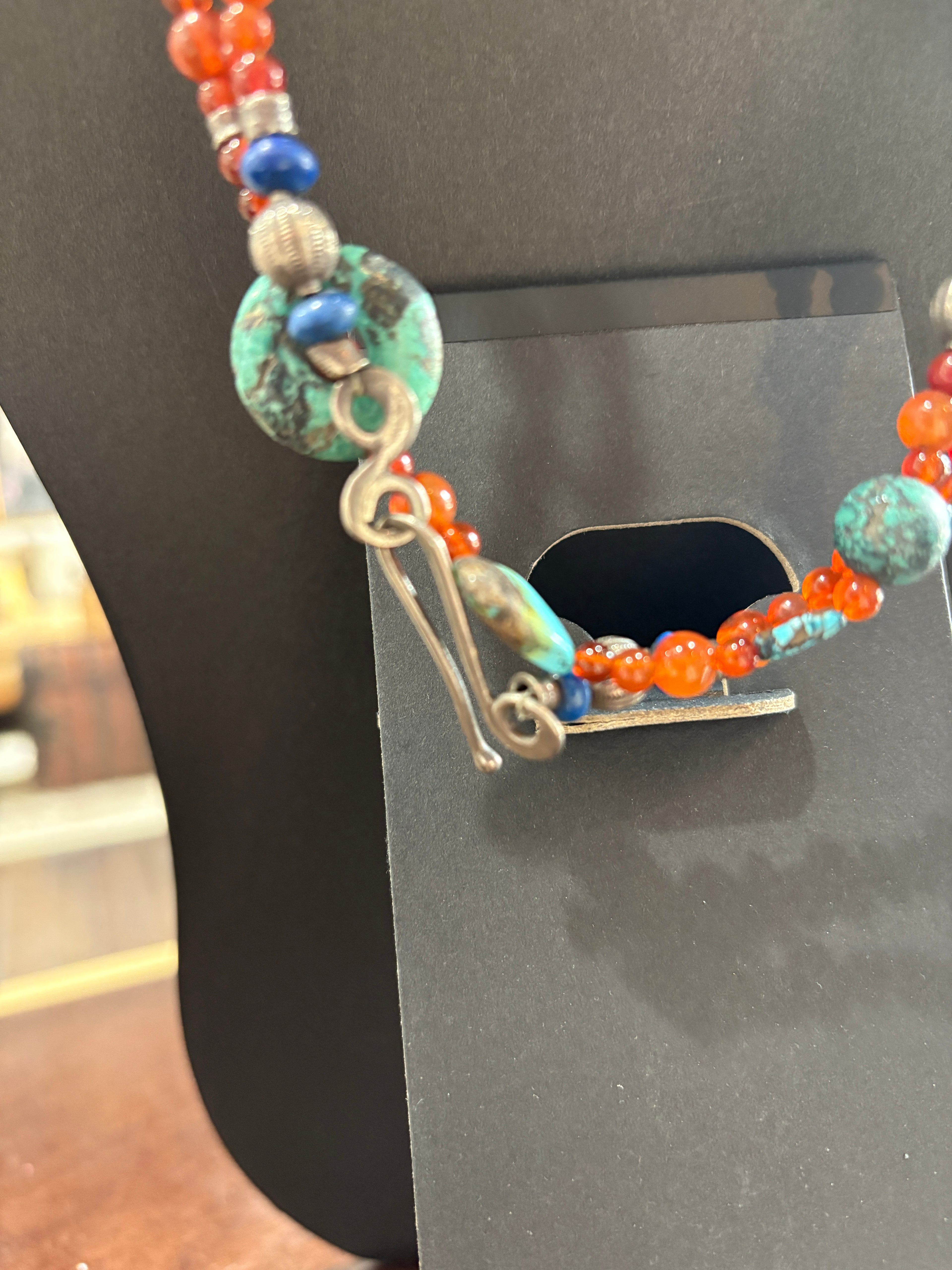 Faux Turquoise Sunset Beaded Necklace