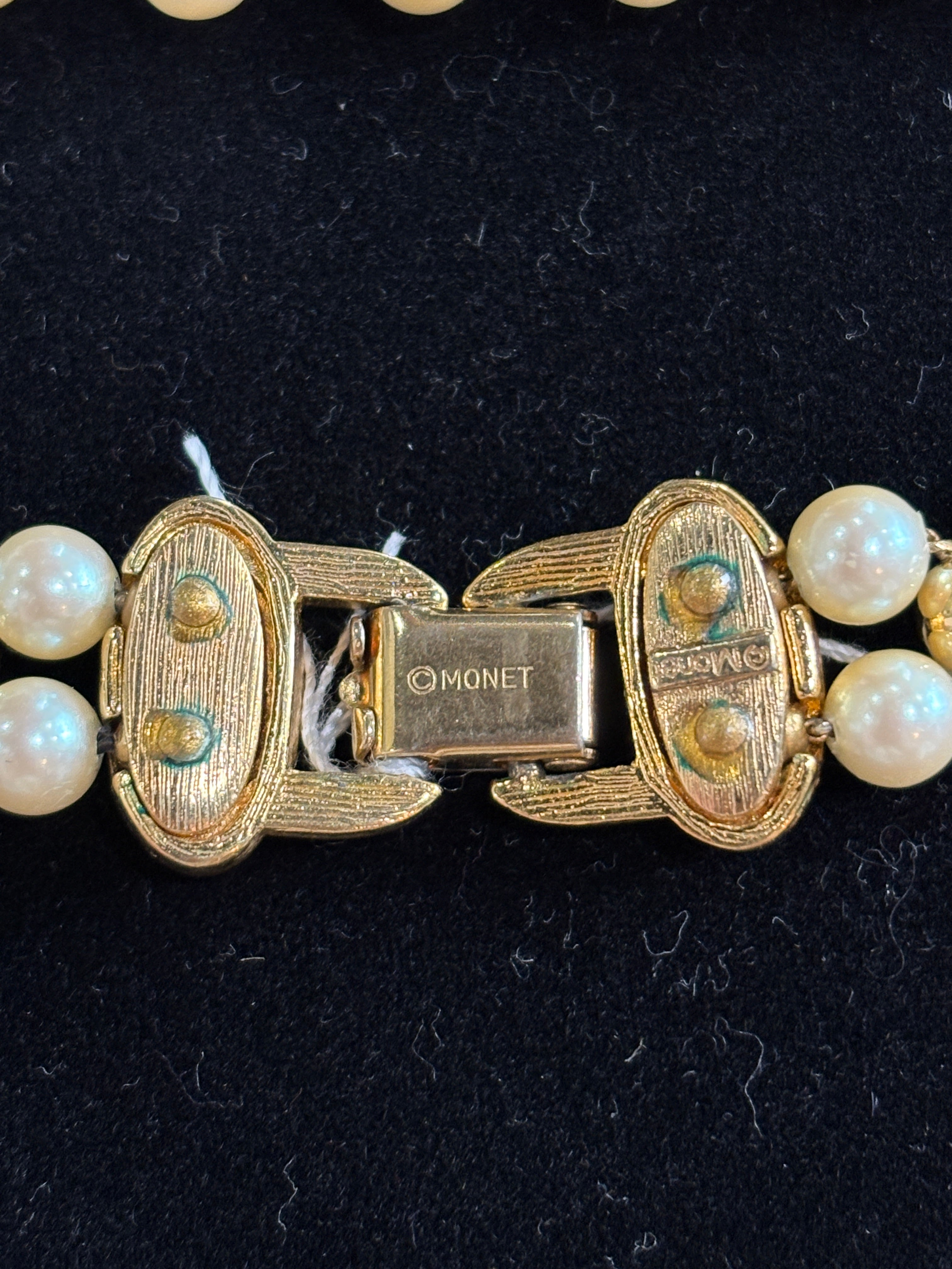 Monet Faux Pear and Gold Tone Bead Necklace